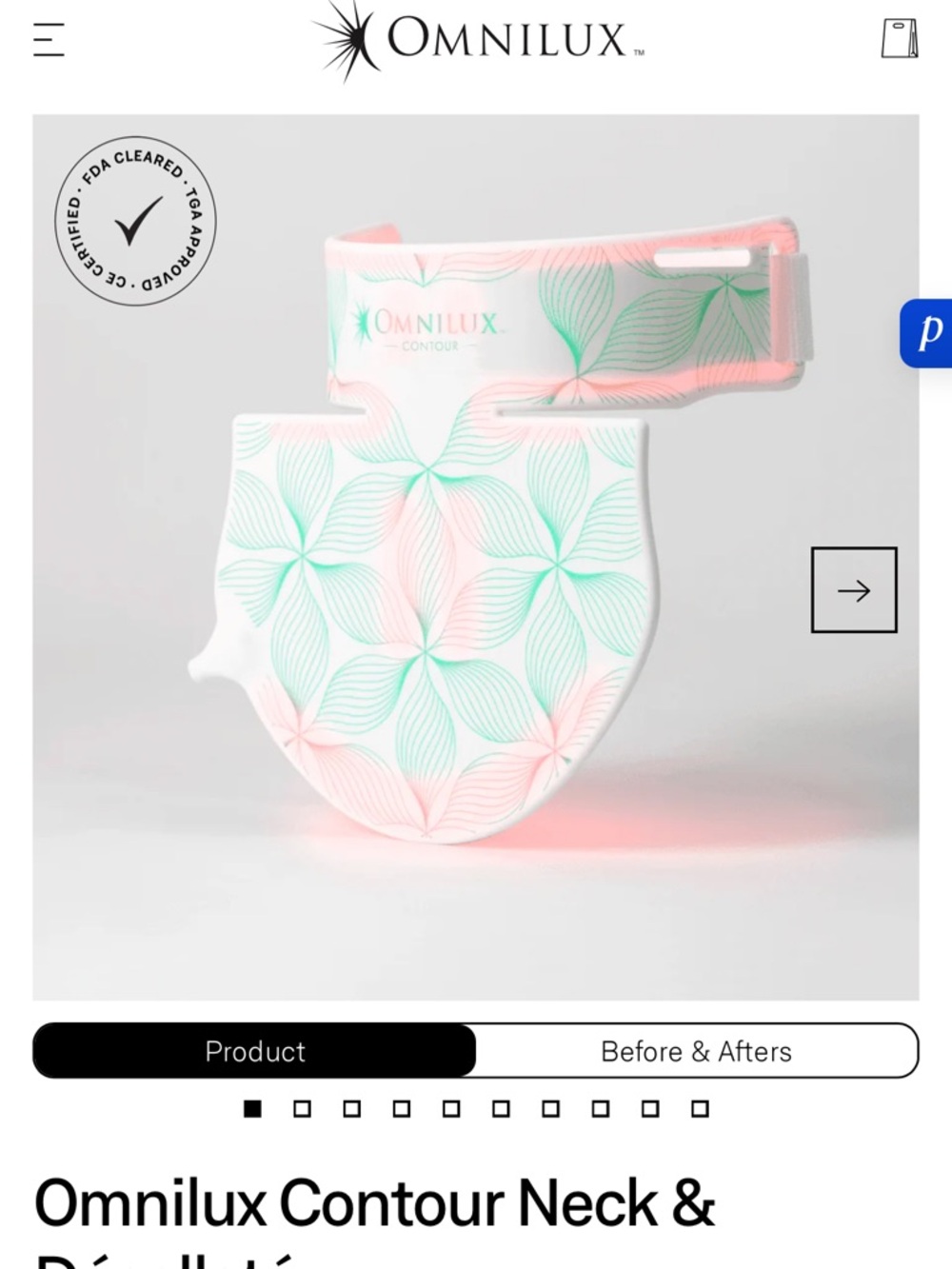 Omnilux Contour Neck & Décolleté Device — White with Mint Accents